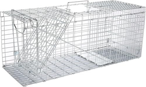 Probility Piège à souris vivant, piège à furet, pour chat, chien, 80 x 29 x 32 cm, finition galvanisée avec deux portes, facile à nettoyer, robuste, résistant aux intempéries, avec housse de