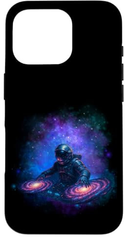 Divertente DJ Astronauta che filtra le galassie giradischi nello spazio Custodia per iPhone 16 Pro