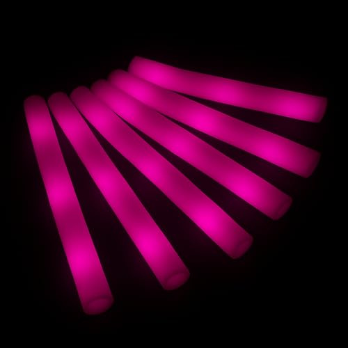 Zenda Club - Juego de 40 palos luminosos LED 48 cm - Color Rosa - Espuma de alta calidad - 3 modos (fijo/clap/Flash) - Palos para fiestas, conciertos, bodas, cumpleaños - Autonomía 8 H