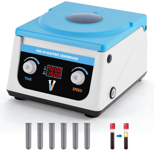 YUCHENGTECH Centrifugeuse de Laboratoire Basse Vitesse 4000 tr/min 6x15ml | avec Écran LCD Minuterie Numérique 0-99 min Force 1878xg pour Tubes à Essai 5/7/10ml