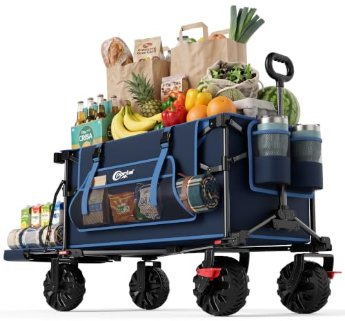 Portal Hopfällbar Skrinda XXL 400L – Transportvagn med Vikbar Baklucka, Kapacitet 210 kg, All-Terrain Hjul & Broms – Dragvagn för Strand, Camping, Trädgård och Festival
