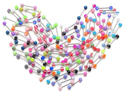 shweehon 20 PCS Tongue Bars Piercing, Tongue Piercing, Tounge Bars, Tongue Rings Pack, for Men and Women, Personal Style Expression