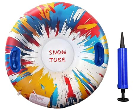 APLVFFZH Inflatable Snow Tube con Doble Agarradera Reforzada Diseño Ergonómico de Trineo Inflable para Nieve Válvula Segura Oculta Fácil Guardar Y Transportar, Vistoso