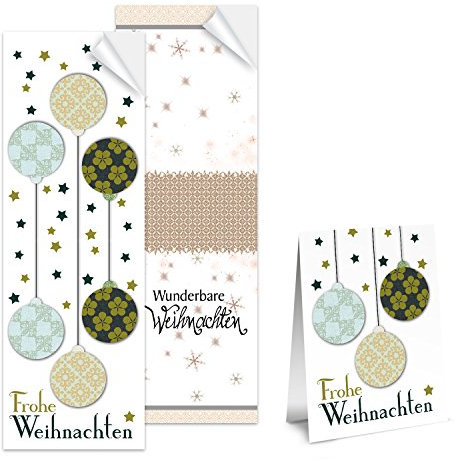 Logbuch-Verlag 2 x 50 Aufkleber SET Frohe Weihnachten Weihnachtsaufkleber Sticker Banderolen Geschenkaufkleber Geschenketiketten weiß