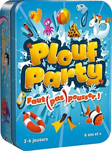 Asmodee - PLOUF Party - Piscine en 3D - Jeu de Société d'Ambiance pour Enfants Dès 6 Ans - Jeu de Stratégie et de Voyage Boite Métal - 3 À 6 Joueurs - 15 Min - Version Française