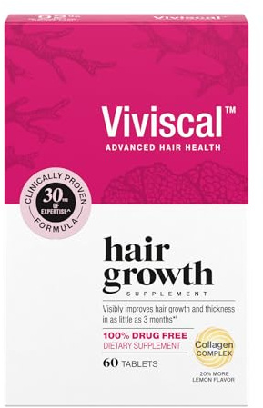 Viviscal Hair Growth Supplements For Women For Thicker, Fuller Hair, Nourishes Thinning & Loss, With Proprietary Collagen Complex, 60 Tablets, 1 Month Supply