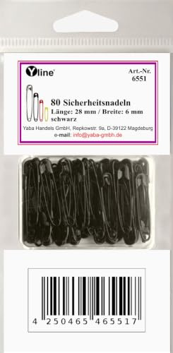 Yline Mini imperdibles de seguridad (80 unidades, 28 mm, tamaño pequeño, negro, sin níquel, 6551)