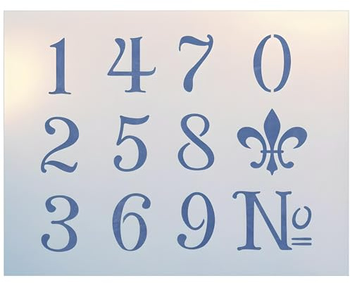 French Numbers Stencil -Comes On Two 8.5 x 11 Numbers are 2.5 Tall Sheets French Country Deco Art Painting DIY Craft Plastic Stencil Home Decoration reusable Mylar template - The Artful Stencil