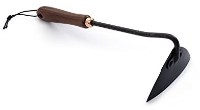 Barebones Triangle Hoe - Stainless Steel Hoe - Japanese Gardening Tools for Weeding, Long Handle and Hand Hoe (Walnut/Black)