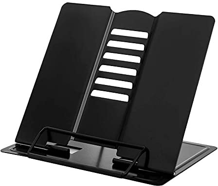 XLKJ Leggio Libri,Supporti per Libri da Cucina,6 Scaffali in Metallo Regolabili in Altezza Utilizzata per Ricette, Libri, Tablet, ecc