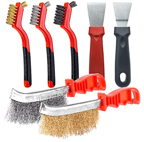 JINTANG Cepillo Alambre,7 pcs Cepillo de Alambre,Cepillo metalico Limpieza,para Limpiar Manchas de Aceite de Barbacoa y Manchas en cocinas de Gas, cocinas, Campana extractora y Esquinas de Cocina