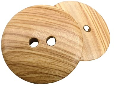 BOTIBOTON - Botones de madera de olivo de 2 agujeros - Pequeños para bebe y grandes para abrigo – REVERSIBLES - Decorativos para costura * Fabricado y Enviado desde ESPAÑA * 25 mm