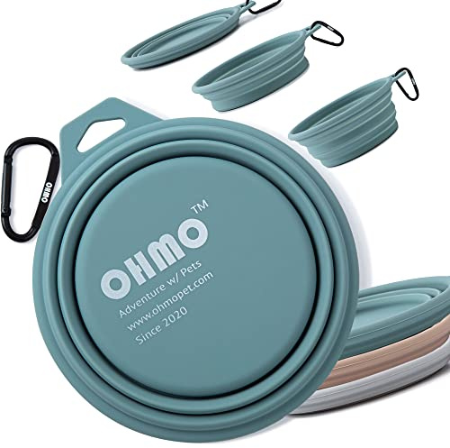 OHMO Comedero para Perros y Gatos,Bebedero Perro Portatil,Cuenco de Viaje de Silicona para Mascotas,Plegable