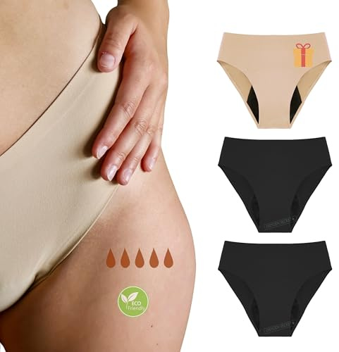 So'Cosy Juego de 3 Bragas menstruales Iris, Flujo abundante, Braguitas para Mujer, sexys, cómodas, Invisibles, Ultra absorbentes | Braguitas para incontinencia.