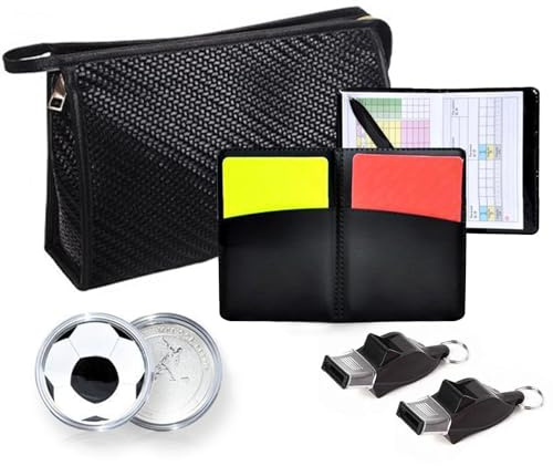MKNZOME Kit d'Arbitrage, Comprend 2 Sifflets, Cartons Jaune et Rouge, Monnaie d'Arbitre, Sac pour Arbitre, équipement Arbitre pour Football Basketball Sports Jeu#2