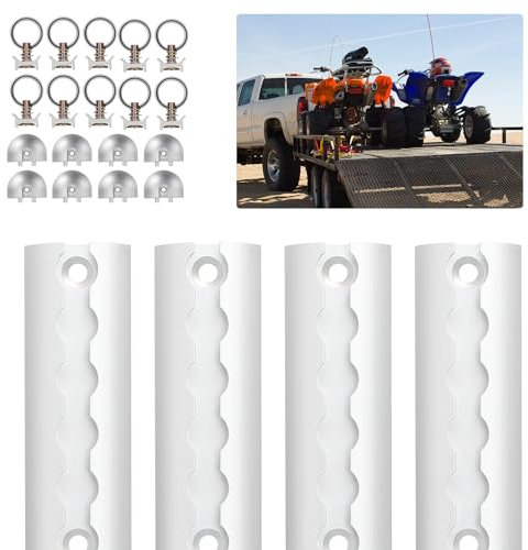 Izrielar Set di guide per airline, 4 x 1 m, in alluminio, forma semicircolare in alluminio, con fori, per camper, rimorchi, camion