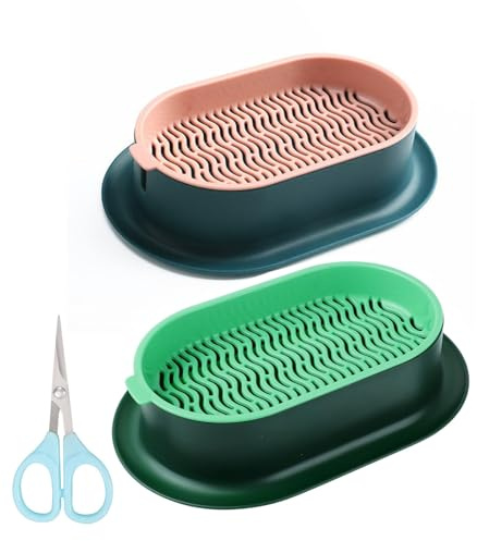 Shengxi 2 Pièces Herbe à Chat Boîte en Plastique, Kit de Culture d'herbe pour Chat Pot de Germination Hydroponique Plateau de Jardinière d'herbe à Chat avec Ciseaux