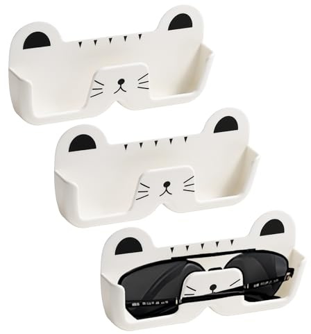 Wenrou 3 Piezas Organizador De Gafas De Pared, Organizador De Gafas De Sol De Pared, Montaje En Pared Soporte Gafas, Organizador De Gafas De Pared Gatito, Almacenamiento De Gafas, Sin Perforaciones