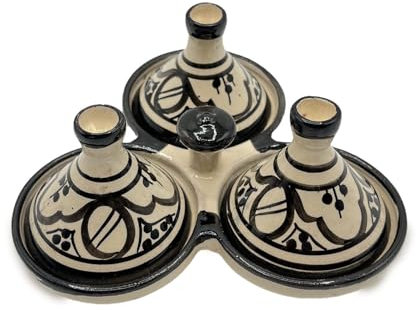 Mini Tajine Triplo Porta Spezie in Ceramica Terracotta Marocchina di Safi - Eleganza Artigianale 0811241507 Tunisia Turchia Etnico del Modno