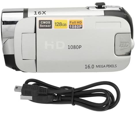 D90 1080P 16MP Digitalkamera 2,4 Tums Roterbar Skärm Videokamera 16X Zoom HD-videoinspelare med Fyllningsljus (Silver)
