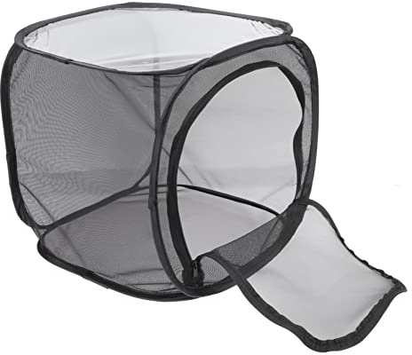 5pcs Foldable Cage House Plants Glass Containers Caterpillars Habitat Cage Mesh Cage Outdoor Habitat Breathable Observation Cage Breeding Cages Outdoor Butterflies Cage(Black,11.8L x 11.8W x 11.8H)
