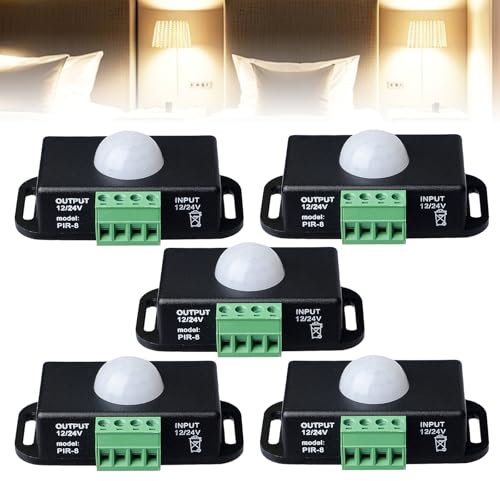 Koerper Lot de 5 capteurs infrarouges PIR DC 12 V-24 V avec détecteur de mouvement, interrupteur à détecteur de mouvement infrarouge, détecteur de mouvement LED, détecteur de mouvement infrarouge