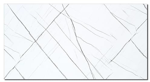 AMON Wand-Paneele 60x120cm in Marmor- Granit- Stein-Optik (Sahara White) - 1 Stück - Wandverkleidung aus PVC 3mm dick - Küchenrückwand Spritzschutz TV-Rückwand - Wasserdicht Wasserfest