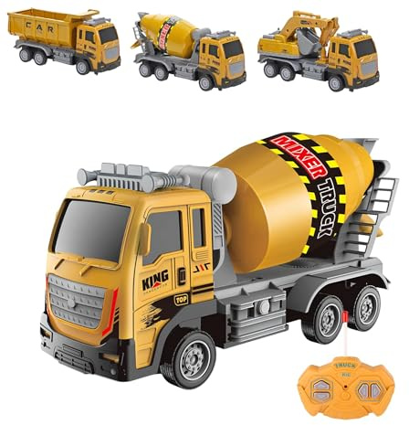 Camion Telecomandato Giocattolo con Luci Cantiere Betoniera Camion Ribaltabile Gru Ruspa Scala 1:16 Mezzi Lavoro Radiocomando Veicolo Costruzione RC Bambini Autoribaltabile Auto Carro,SOGGETTO CASUALE
