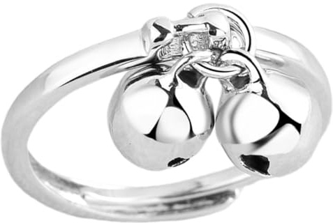 LRXIYODE Anello Aperto Regolabile da Donna Doppia Campanella Pendente Anello a Campana Carino per Feste e Abiti Quotidiani Gioiello Decorativo Versatile