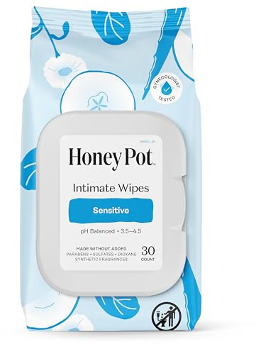 The Honey Pot Company - Feminine Wipes - Daily PH Balancing, Fragrance & Sulfate Free Wipes for Intimate Parts, Body, or Face - Hygiene Products - Sensitive 30 ct