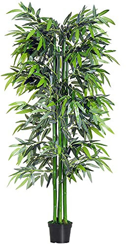 Outsunny 6ft Artificial Bamboo Tree Plant Greenery in A Pot for Home Office Planter 1.8M