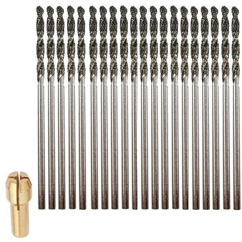 Drilax 1,5mm Diamantbohrer Set – Diamantbeschichtete Mikro Bohrer für Schmuck, Glas, Muscheln, Edelsteine & Meerglas – 20 Stück Feinbohrer Kit kompatibel mit Dremel