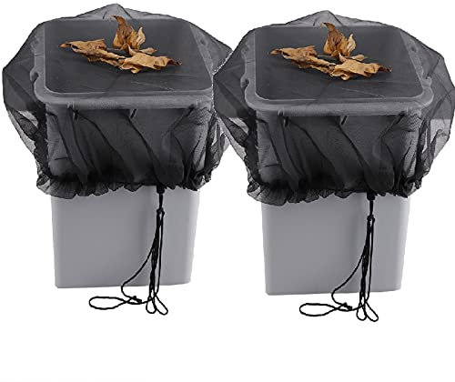 BuleEco 2 Stück Regentonnen Netz Abdeckung für Regenfass inkl. extra Zugkordel zur besseren Befestigung an unterschiedlichen Durchmessern