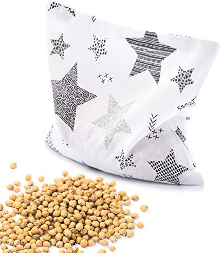 Amilian Kirschkernkissen 22 x 22cm Wärmekissen Wärmekompresse Körnerkissen Kirschkernsack Kirschkern Kissen für Kinder Erwachsene ideal als Massagekissen Kältekissen Sternschnuppe grau