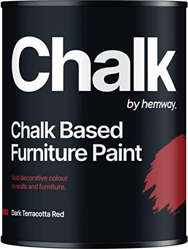 Hemway - Chalk Based Furniture Paint - Deep Terracotta Red 1 L | Chalky Matt Shabby Chic Finish for Interior & Exterior Home Decor | Quick Dry & All-in-one