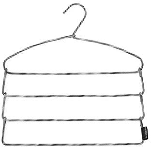 Brabantia - Gruccia per Pantaloni - Rivestimento in Tessuto Antiscivolo - 4 Pezzi su una Gruccia - Organizzatore Salvaspazio - Accessorio per Guardaroba Soft Touch - Black/White - 42.5 x 41.5 x 1.5 cm