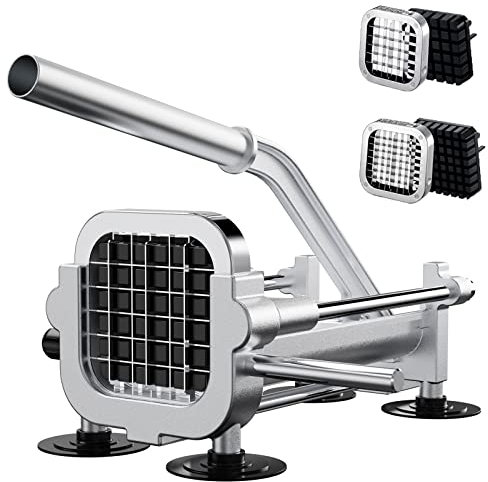 EASCANDY Cortador Profesional de Patatas Fritas y Verduras - Acero Inoxidable 12,7 mm y 9,5 mm - Alta Resistencia para Batatas, Zanahorias, Ñames y Pepinos