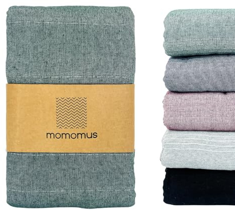 MOMOMUS Colcha Multiusos, Plaid Sofá, 150 x 200 cm, Verde | Cubrepiés o sobrecama decorativa para camas de cualquier ancho: tejido plano ligero