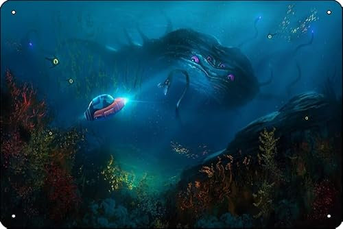 Subnautica Ocean Monster Artwork Poster 20,3 x 30,5 cm, lustiges Metall-Blechschild, Spielzimmer, Männerhöhle, Wanddekoration