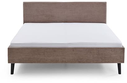 Polsterbett Avola 180 x 200 cm mit Kopfteil glatt & Stoffbezug Poso Cord - Bett, Jugendbett, Bettgestell, Doppelbett - Taupe