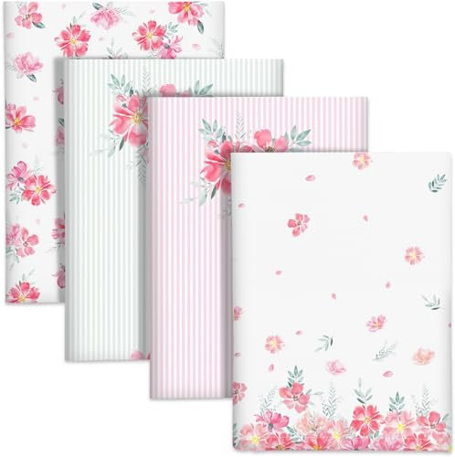 Arquiel Küchentücher Baumwolle 4 Stück, Geschirrtücher 100% Baumwolle Pinke Blume Küchenhandtuch Set Multi-Purpose Hochwertige Küche Trockentuch Bar Handtücher 48 x 70CM