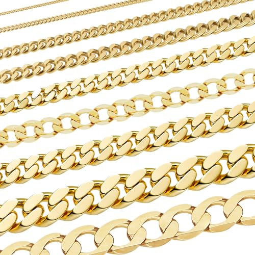 Edle Echt Goldkette Breiten 0,8mm-6,0mm Panzerkette 333-8 Karat Gold, Breite der Panzerkette:0.8 mm, Länge der Kette:42 cm Halskette