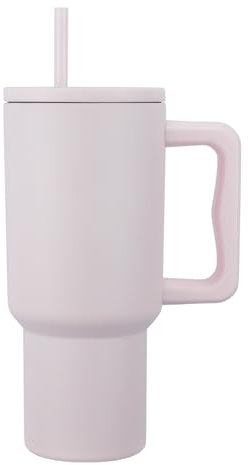 Tumbler with Straw Lid Handle, Stainless Steel Insulated Flask Water Cup, Large Capacity Travel Mug Keep Cool for Tea Coffee Water(Blush, 30oz)