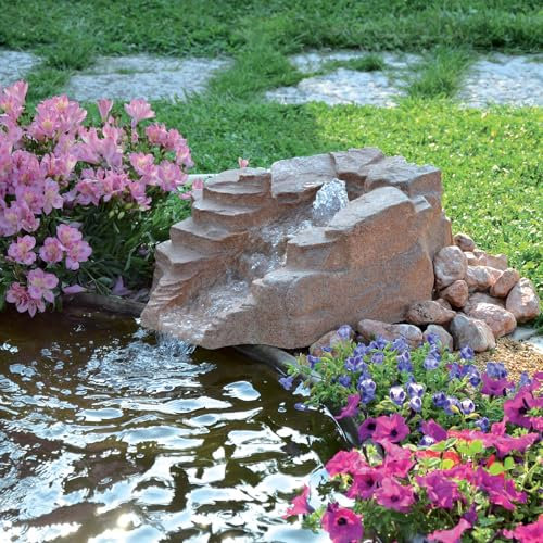 Bonussi Roccia Artificiale con Sorgente 70x52x23 cm per Laghetti da Giardino in Vetroresina