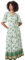 Roman Originals Shirred Empire Waist Dress for Women UK Ladies Midi Maxi Summer Spring Tiered Frill Hem Short Sleeve V Neck Button Through Boho Bohemian Holiday Cruise - Green Natural - Size 12
