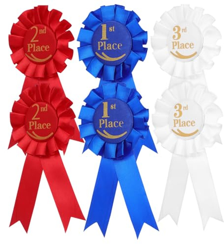 HOODANCOS 6piezas Cintas De Premio Ribbons De Roseta Para Primer Segundo y Tercer Lugar Conjunto De Cintas Para Eventos Deportivos y Competencias