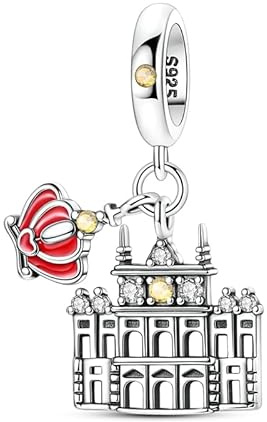 Teleye Fascino con ciondolo del Palazzo Reale di Madrid, ciondolo del braccialetto con perline, adatto per bracciali da 3 mm-4,5 mm