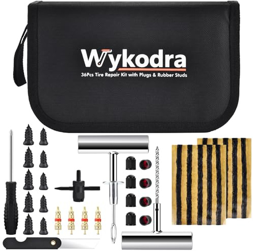 Tire Repair Kit, 36 Pcs Tire Repair Tools with Plug & Nail, Professional Heavy Duty Emergency Flat Tire Repair, Car, RV, SUV, Jeep, UTV, Truck, Motorcycle, Tractor, Lawn Mower, Hand Truck