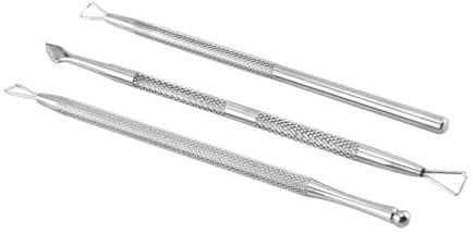 BAZEITFLOW 3 Stück Edelstahl Nagelhautschieber Doppelseitig Maniküre Pediküre Werkzeug Dead Skin Entferner Nagelpflege für Professionelle und Private Anwendung