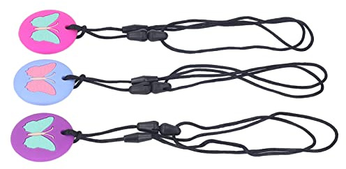 Generic Jouet de Dentition en Silicone Souple, Motif Papillon Mignon, Collier Sensoriel pour bébé, Belle Aide (3 pièces)